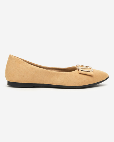 OUTLET Balerini de dama bej cu ornament pe varf Cavo - Pantofi