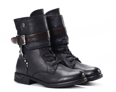 Czarne wysokie workery Soefinna - Obuwie