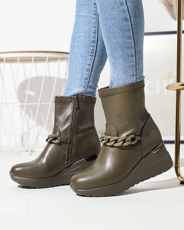 Cizme de damă verzi pe ancoră cu lanț Fefricca- Încălțăminte