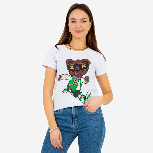 Tricou cu imprimeu alb pentru damă - Îmbrăcăminte