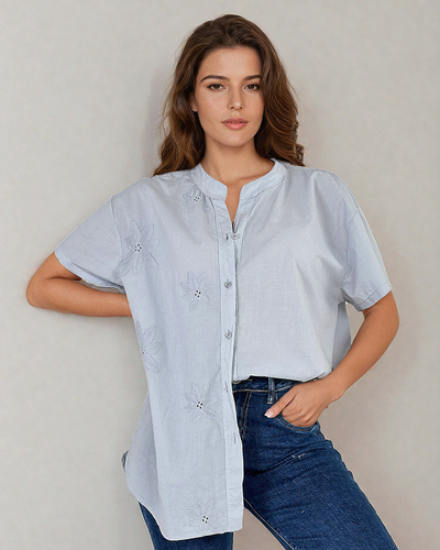 Royalfashion Cămașă oversize pentru femei cu broderie