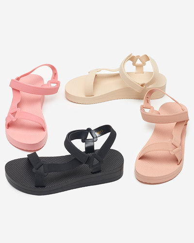 Sandale de damă bej cu toc plat Ostoy-Shoes