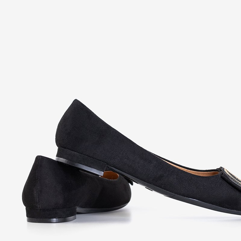 Balerini de femei negre cu decor Janessa - Încălțăminte