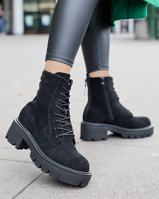 Cizme de damă negre cu toc negru Savet- Footwear