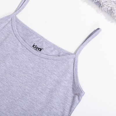 Bluză gri pentru femei, cu bretele subțiri MĂRIME PLUS - Îmbrăcăminte