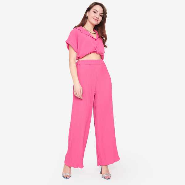 Pantaloni palazzo largi de damă fucsia - Îmbrăcăminte
