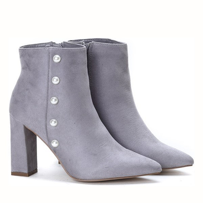 Szare botki z perełkami na wysokim słupku Maya - Obuwie