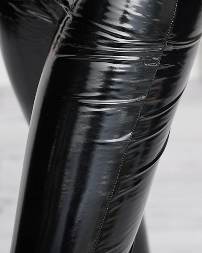 Colanți negri de vinil pentru femei - Îmbrăcăminte