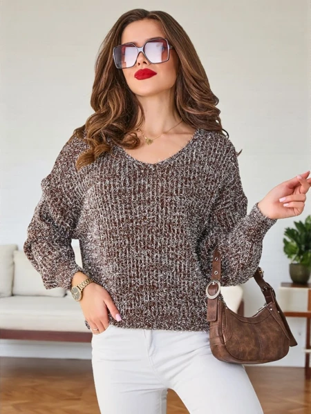 Royalfashion Pulover pentru femei cu fir lucios