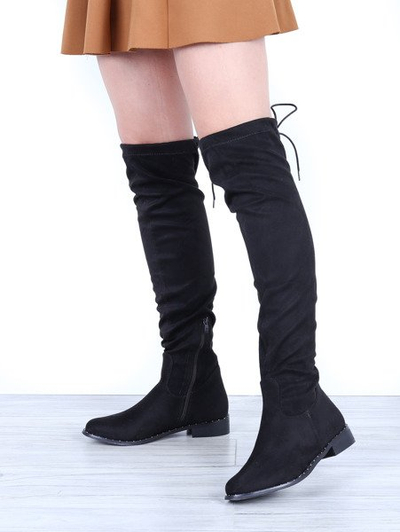 Czarne kozaki za kolano Molly - Obuwie
