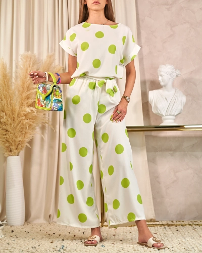 Royalfashion Set de mazăre verde și alb pentru femei