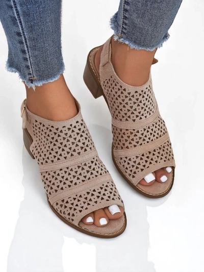 Royalfashion Sandale de dama cu toc mic, ajurate, Elira