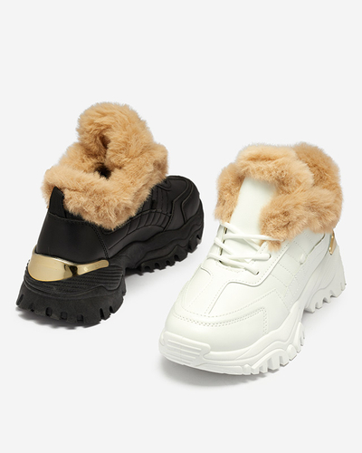 Pantofi sport dama alb cu blana Flixi - Incaltaminte