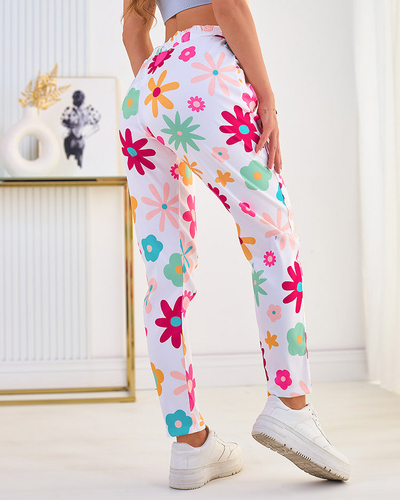 Royalfashion Pantaloni de damă din țesătură cu motive florale