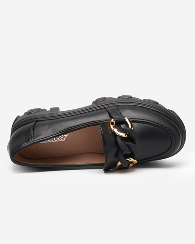 OUTLET Pantofi negri de dama cu talpa groasa cu decor Simero - Incaltaminte