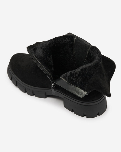 Royalfashion Cizme de damă negre cu curea decorativă Dafflo