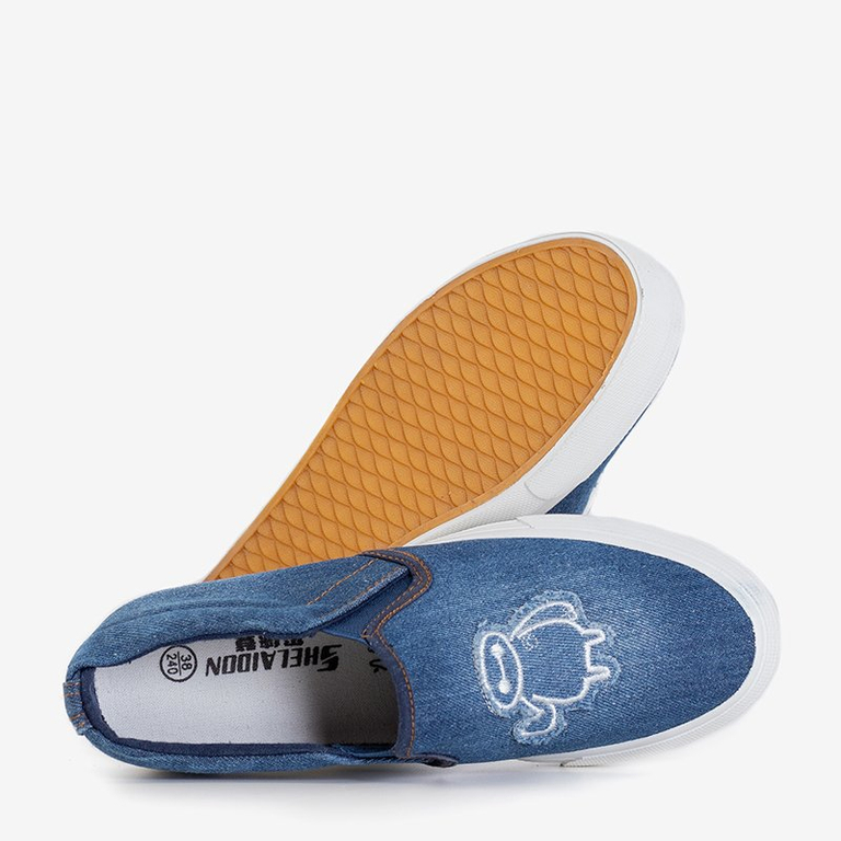 Adidași de dama de culoare albastru marină pe platforma Boatik - Încălțăminte