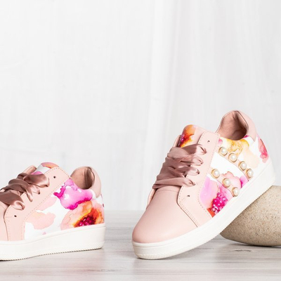 Różowe buty sportowe z ozdoba Balada - Obuwie