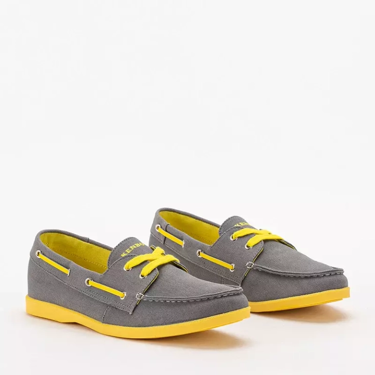 OUTLET Tenisi bărbați din material Tehila galben și gri - Încălțăminte