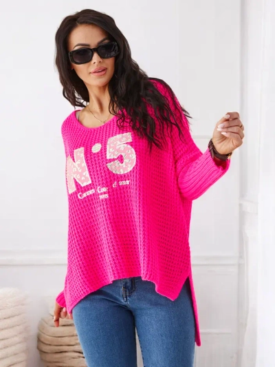 Pulover tricotat din acril pentru femei Royalfashion cu inscripții