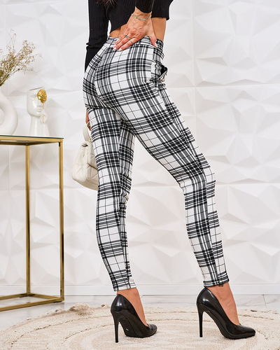Royalfashion Pantaloni teggings pentru femei cu carouri încălzite