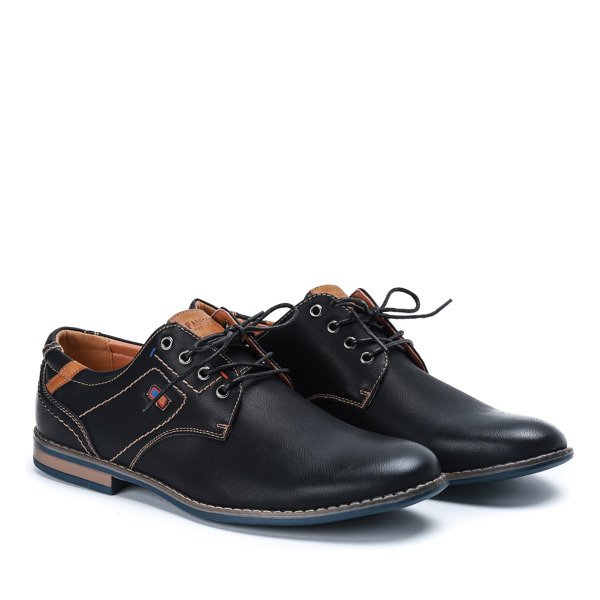 Czarne, sznurowane półbuty męskie Henrico - Obuwie