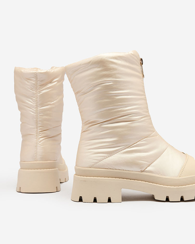Royalfashion Cizme cu toc plat pentru femei Tainve Beige