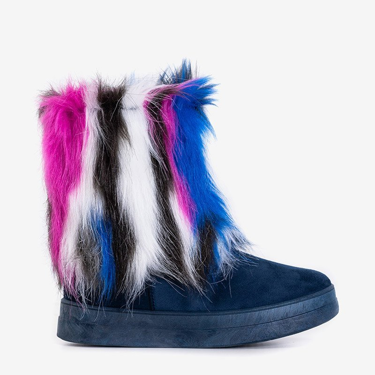 OUTLET Cizme de zăpadă pentru femei cu blana bleumarin Marell - încălțăminte