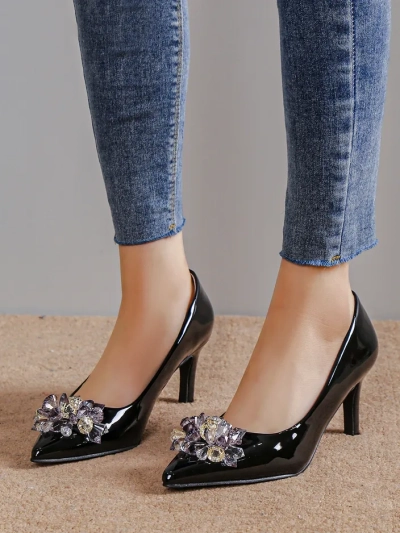 Stiletto-uri lucioase pentru femei Royalfashion cu plasă Ellona