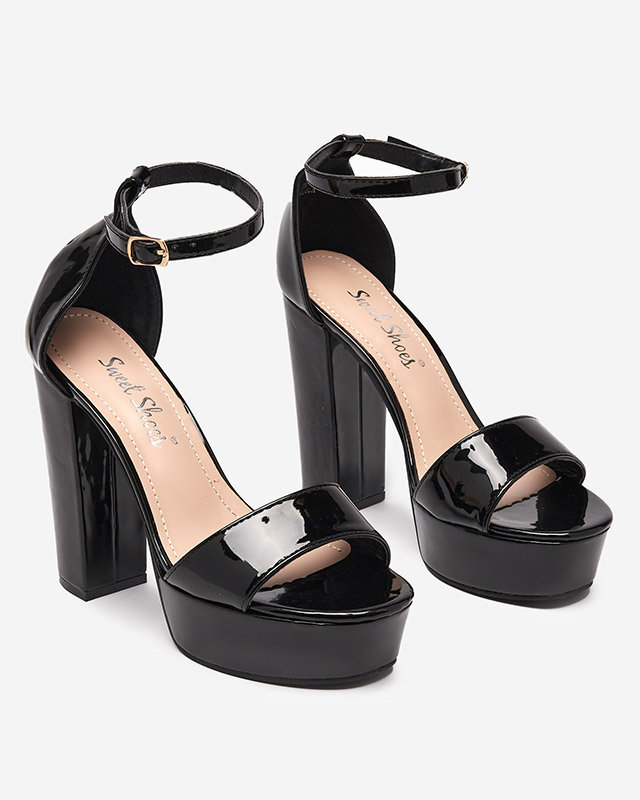 Sandale de damă negre cu toc mai înalt Berija - Încălțăminte