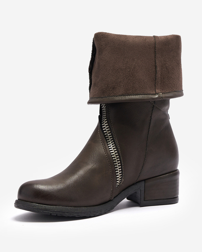 Cizme fără toc din piele ecologică maro închis pentru femei Etica - Încălțăminte