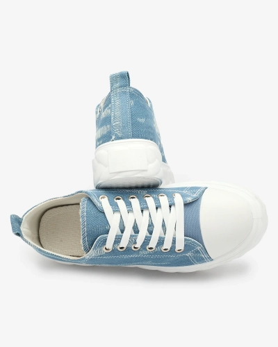 Royalfashion Adidași din denim pentru femei de culoare albastră cu frecare Nerolera