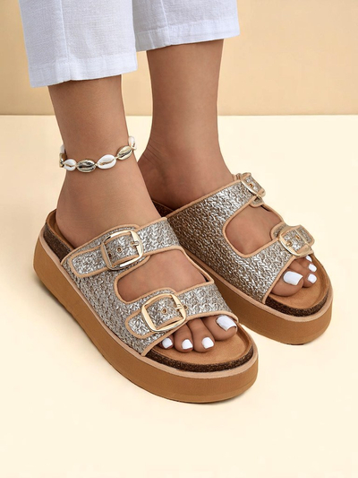 Royalfashion Klapki di Hende Muhé riba Plataforma Nora Woven