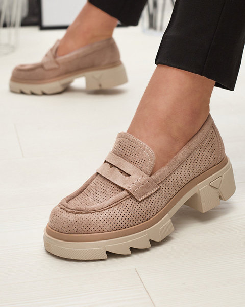 Mocasini de damă maro deschis, maro deschis, cu talpă solidă Ejina - Încălțăminte