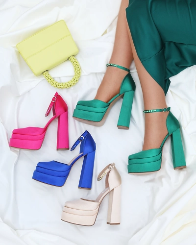 Pantofi cu toc înalt de damă de culoare fucsia Sellca- Footwear