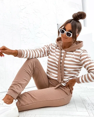 Royalfashion Set pentru femei din bumbac cu dungi