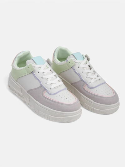 Sneakers damă Lycaste bej din piele ecologică cu talpă plată