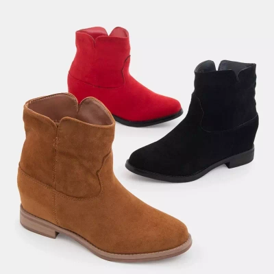 OUTLET Botine roșii a'la cowboy wedge Nastu - Pantofi