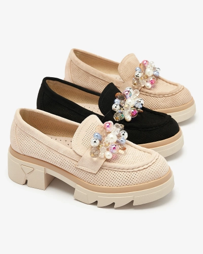 Mocasini negri traforați de damă Peloga- Footwear