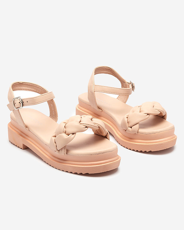 OUTLET Sandale damă pudrate cu centură împletită Kafha - Încălțăminte