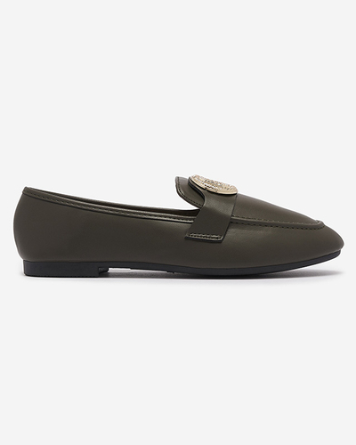 Mocasini de damă verde închis cu ornament auriu Uletta - Încălțăminte