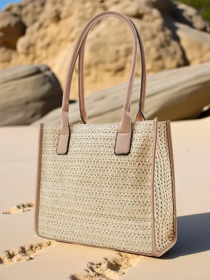 Royalfashion Geantă de vară pentru femei din paie mare