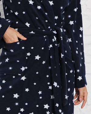 Halat de baie de damă bleumarin cu stele - Îmbrăcăminte