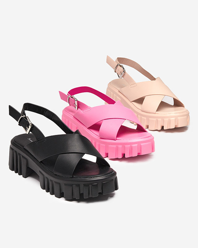 OUTLET Sandale de dama negre pe talpa masiva Otida - Incaltaminte