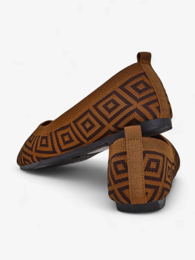 Pantofi balerini de damă Royalfashion din material textil cu imprimeu geometric Metric