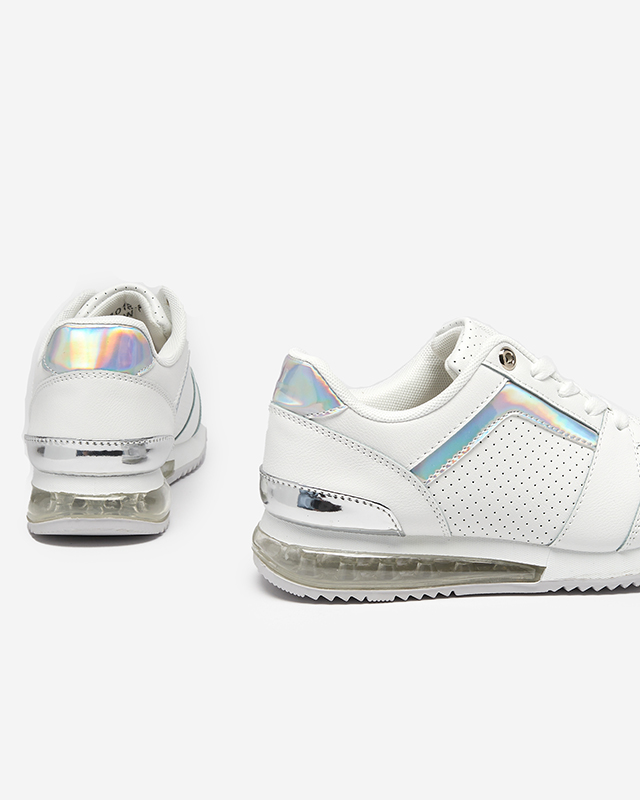 Tenisi de damă albi cu inserție holo Berise - Încălțăminte