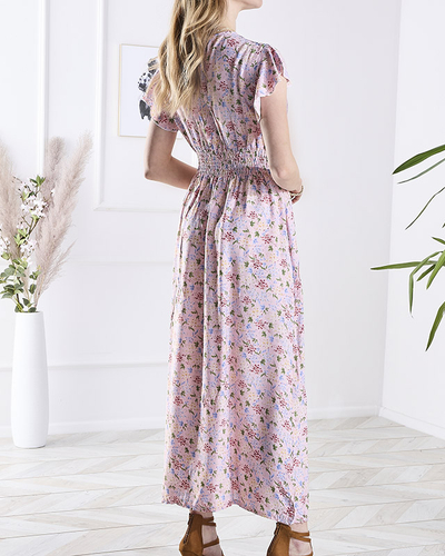Rochie midi florală roz pentru femei - Îmbrăcăminte