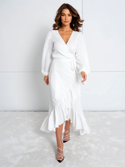 Royalfashion Rochie midi legată pentru femei cu volane