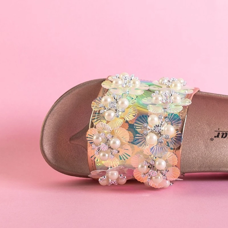 OUTLET Sandale cu platformă pentru femei, cu ornamente din aur roz Maurelle - Încălțăminte