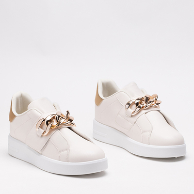 Pantofi sport slip-on dama crem Derera - Incaltaminte